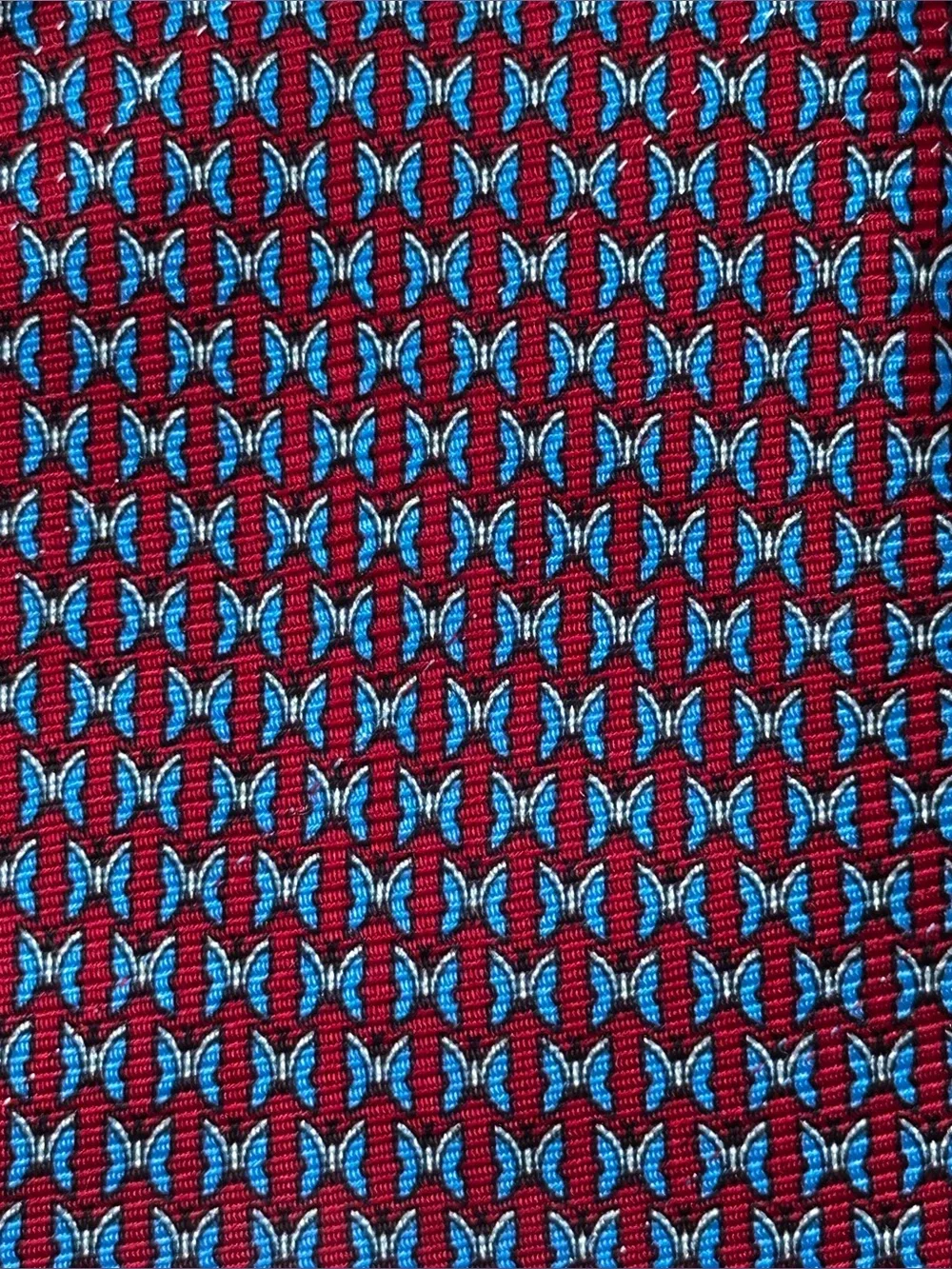 Ermenegildo Zegna Red and Blue Geometric Butterfly Silk Tie Made in Italy